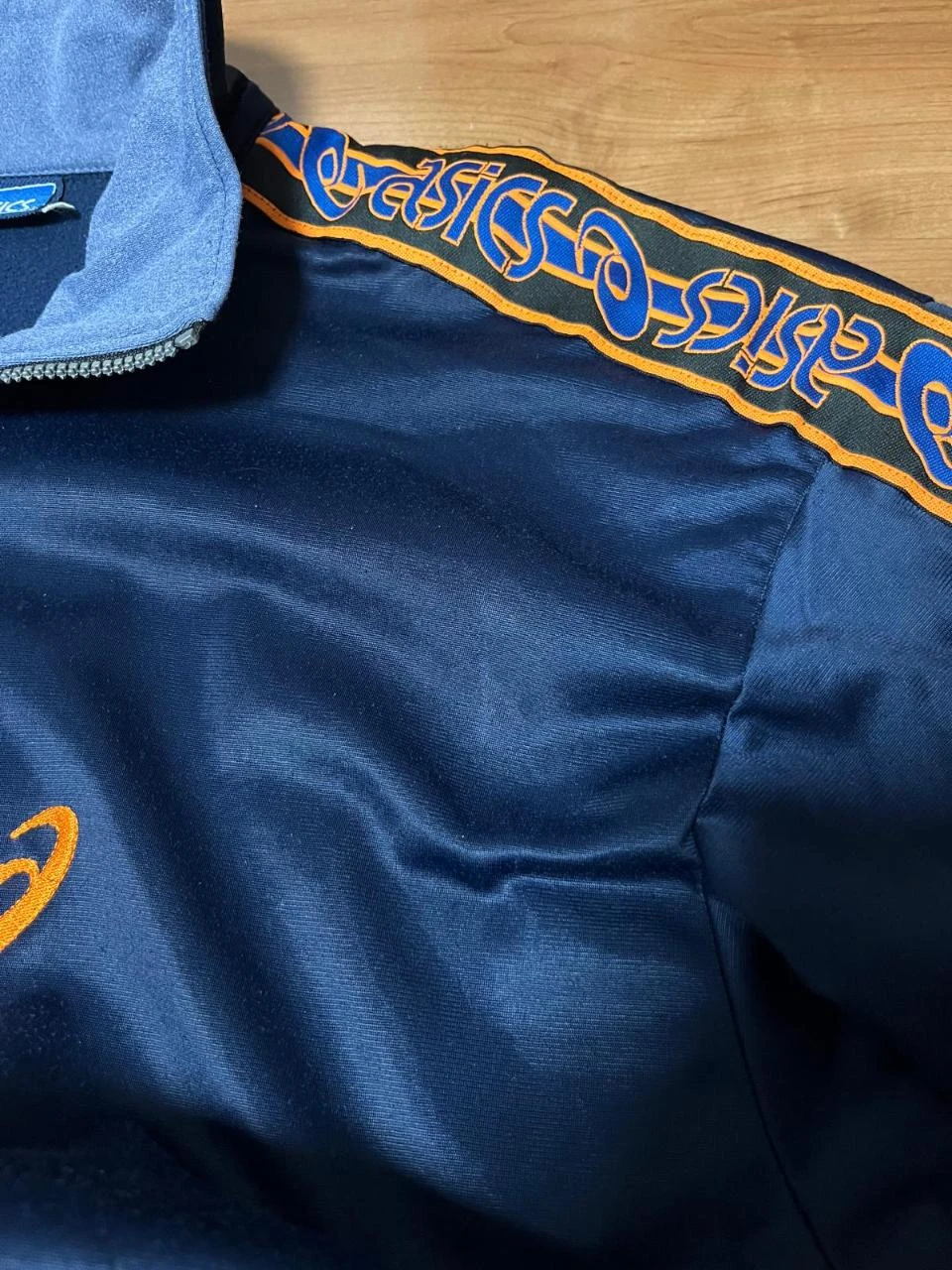 Asics Bike Team Vintage Navy Blue Track Jacket Y2K Size L – photo 5